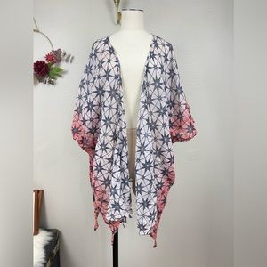 Roberta Roller Rabbit Lightweight Cotton Open Front Beach Coverup One Size
